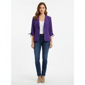 D.B.Y. Purple Button Front Blazer Jacket 3/4 Sleeve Size 15/16 Vintage Sears